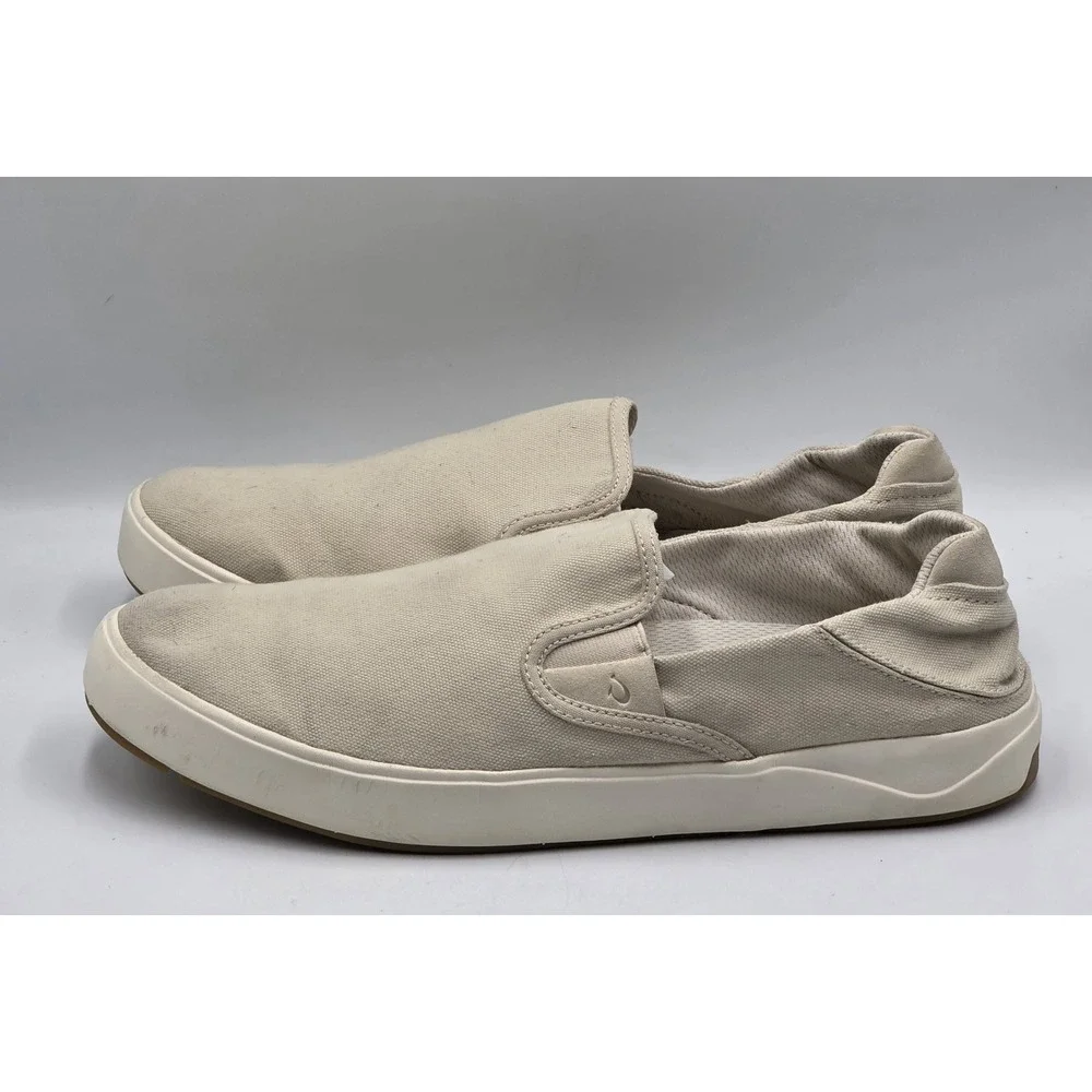 OluKai Canvas Slip On Sneakers Cream Off White Men's Size 12